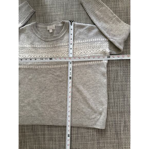 THE WHITE COMPANY Wool/Mohair Nordic Fair Isle Crewneck Sweater Gray US8 Preppy - Picture 5 of 5